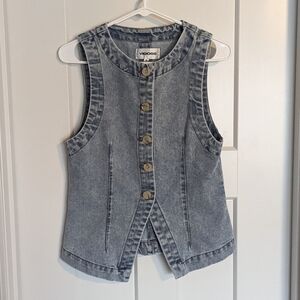 Vigoss Fitted Button Down Denim Vest sz M